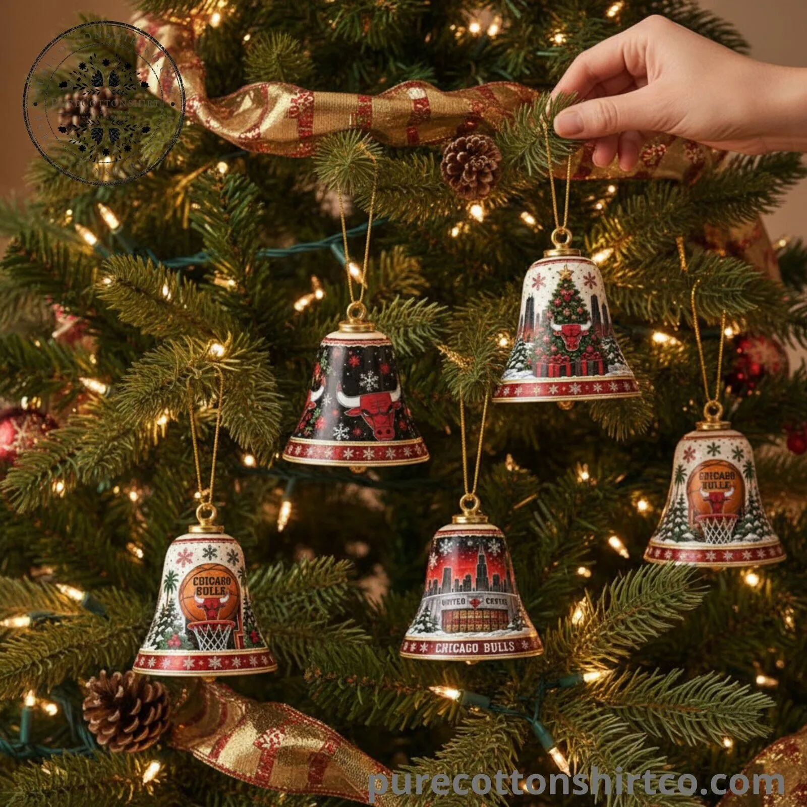 Chicago Bulls Christmas Set 5 Acrylic Ornament - 2D Flat Acrylic Bell Tree Decor Box 5 Chicago Bulls Christmas Set 5 Acrylic Ornament - 2D Flat Acrylic Bell Tree Decor Box