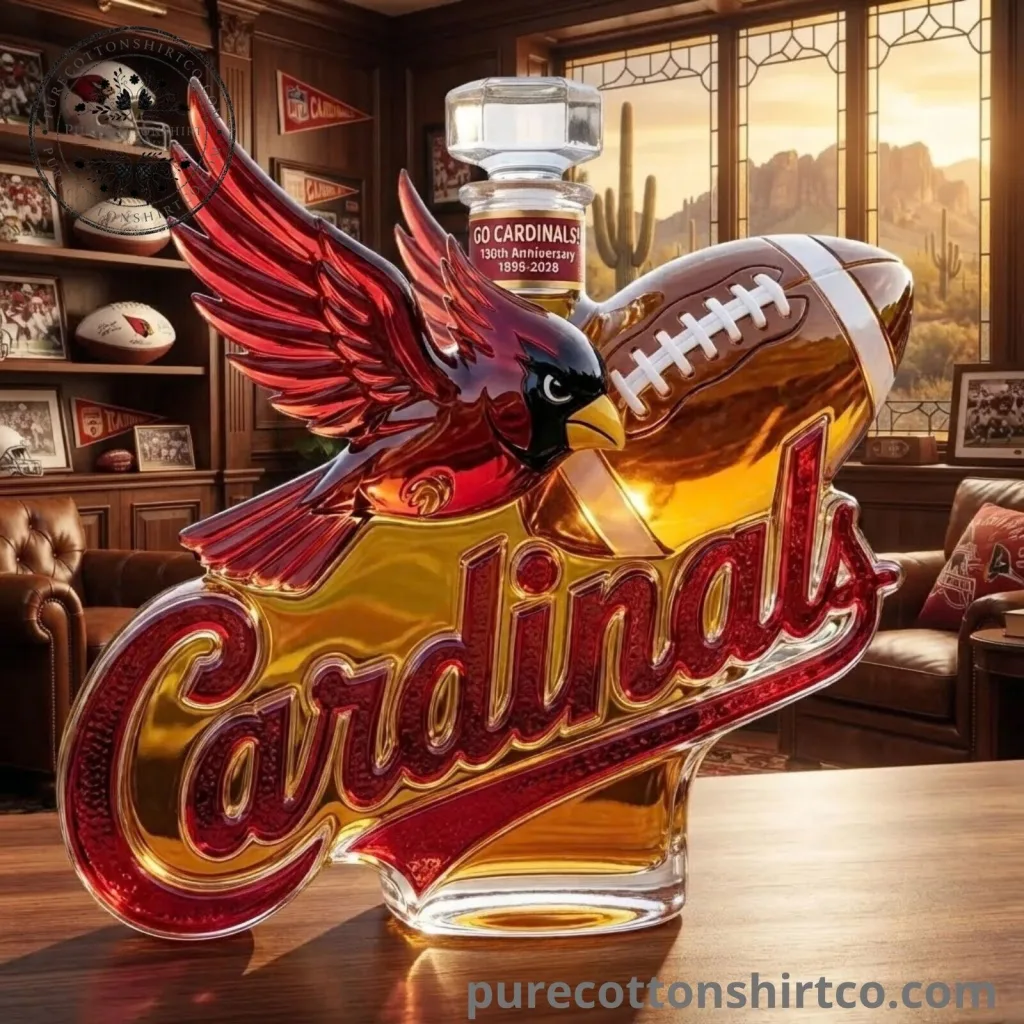 Arizona Cardinals Football Decanter - Glass Whiskey Bottle Fan Collectible Gift Arizona Cardinals Football Decanter - Glass Whiskey Bottle Fan Collectible Gift