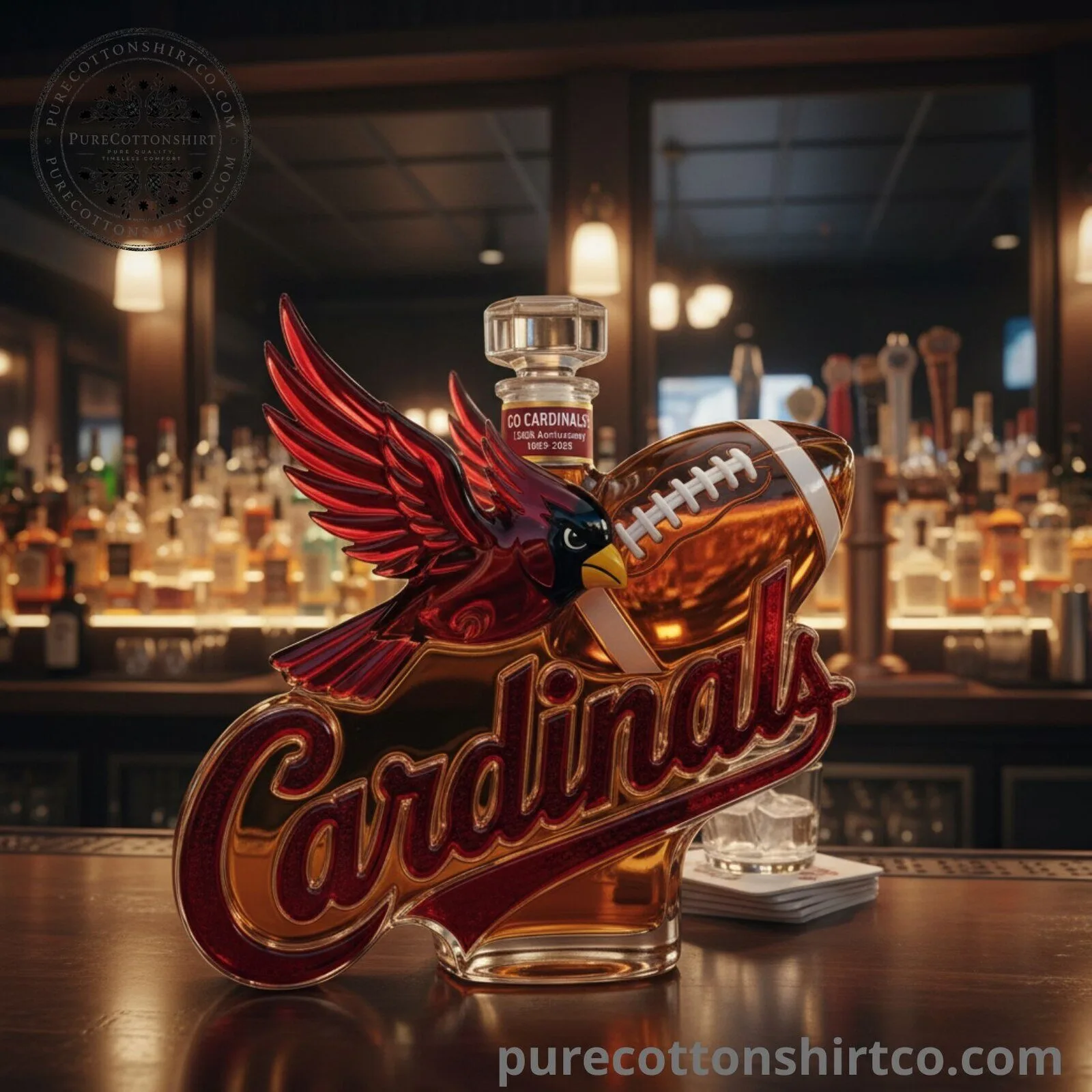 Arizona Cardinals Football Decanter - Glass Whiskey Bottle Fan Collectible Gift 4 Arizona Cardinals Football Decanter - Glass Whiskey Bottle Fan Collectible Gift