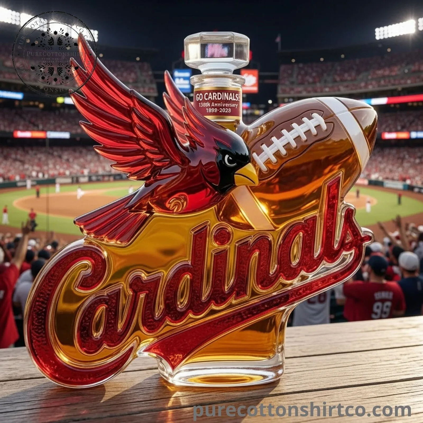 Arizona Cardinals Football Decanter - Glass Whiskey Bottle Fan Collectible Gift 5 Arizona Cardinals Football Decanter - Glass Whiskey Bottle Fan Collectible Gift