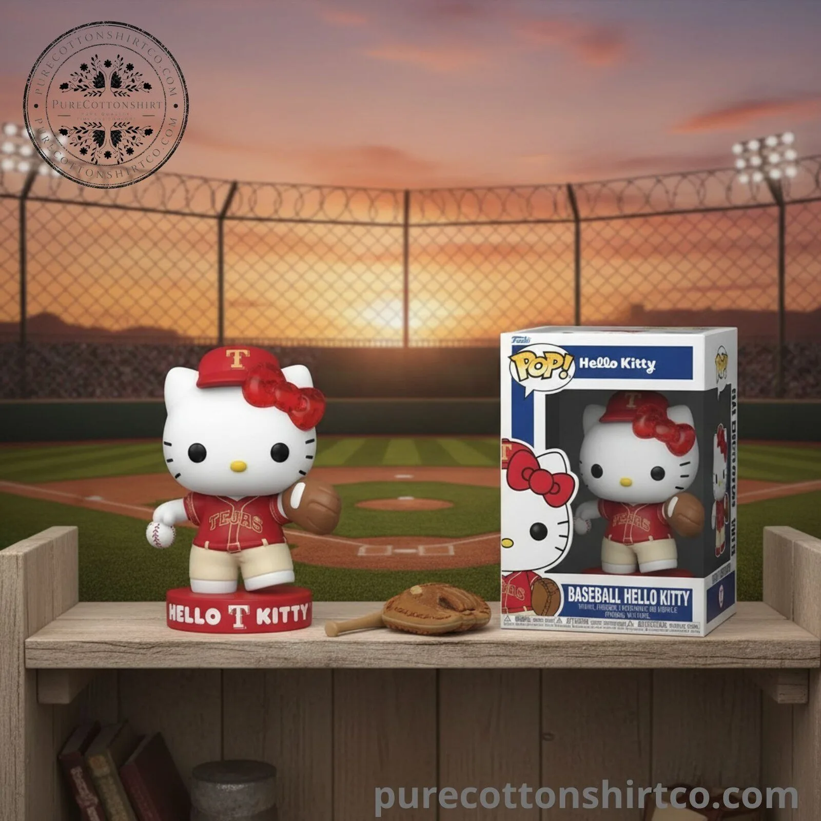Texas Baseball Hello Kitty Funko Pop Figure - Collectible Sports Fan Toy Display
