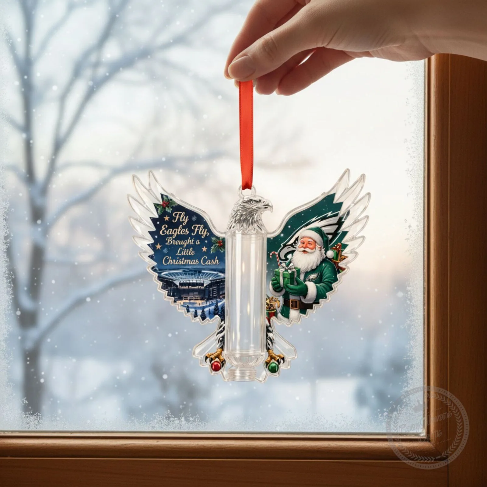 Philadelphia Eagles Money Holder Christmas Ornament - 2D Flat Acrylic Tree Decor 4 Philadelphia Eagles Money Holder Christmas Ornament - 2D Flat Acrylic Tree Decor