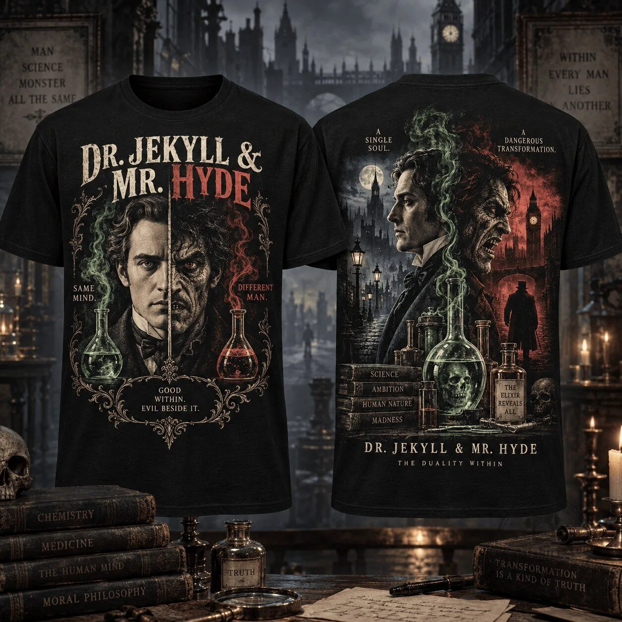 Dr. Jekyll and Mr. Hyde Gothic Horror Literary Classic Book Cover T-Shirt