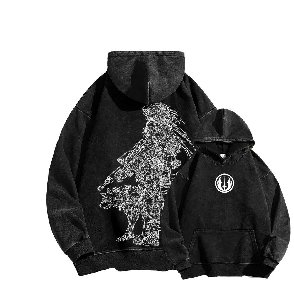 Titanfall Video Game Pilot and Dog Companion Washed Hoodie