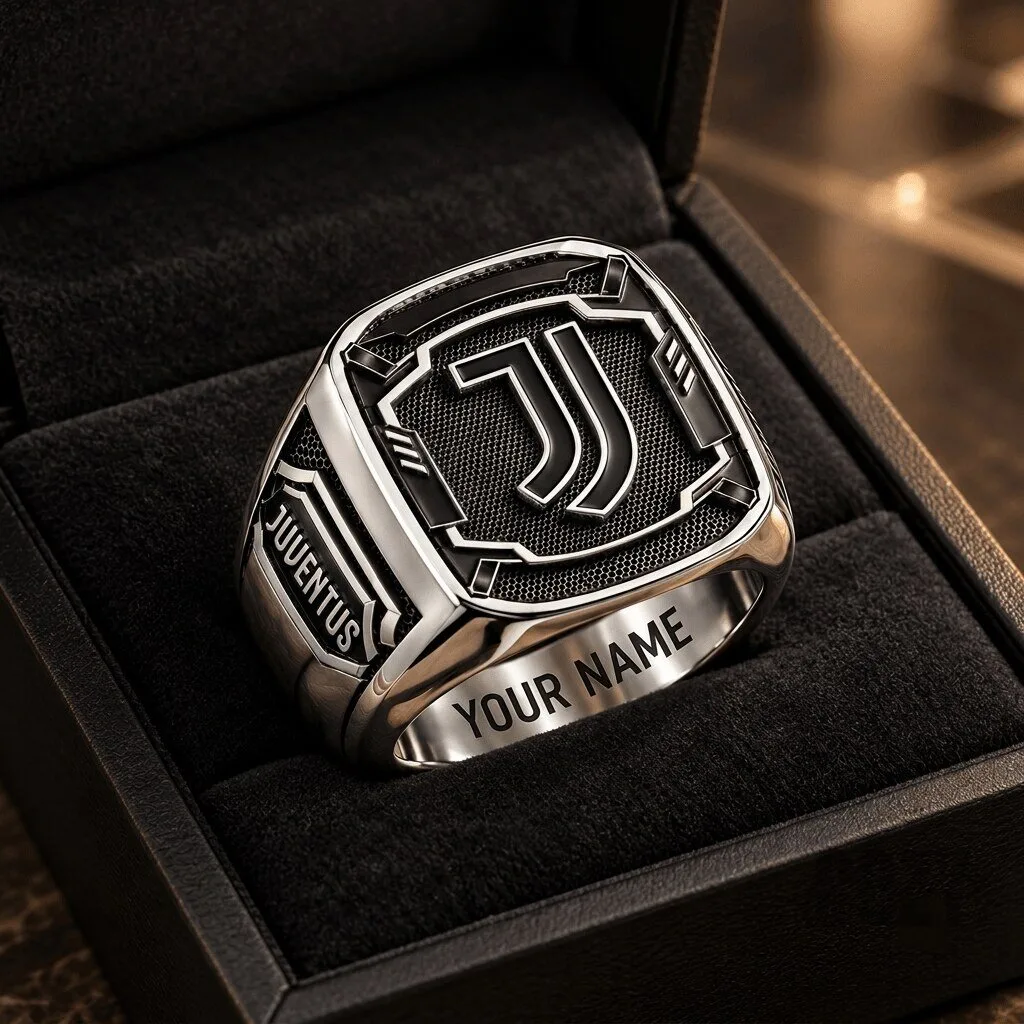 Juventus Football Club Custom Engraved Fan Ring with Your Name