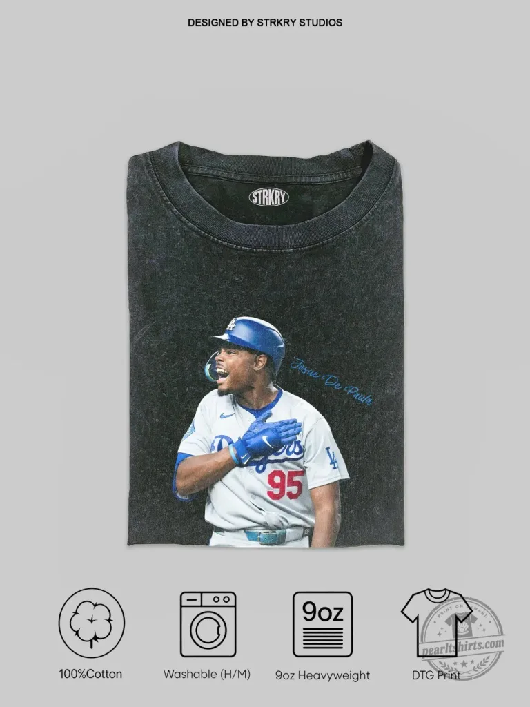 Los Angeles Dodgers Josue De Paula Baseball Player Portrait T-Shirt