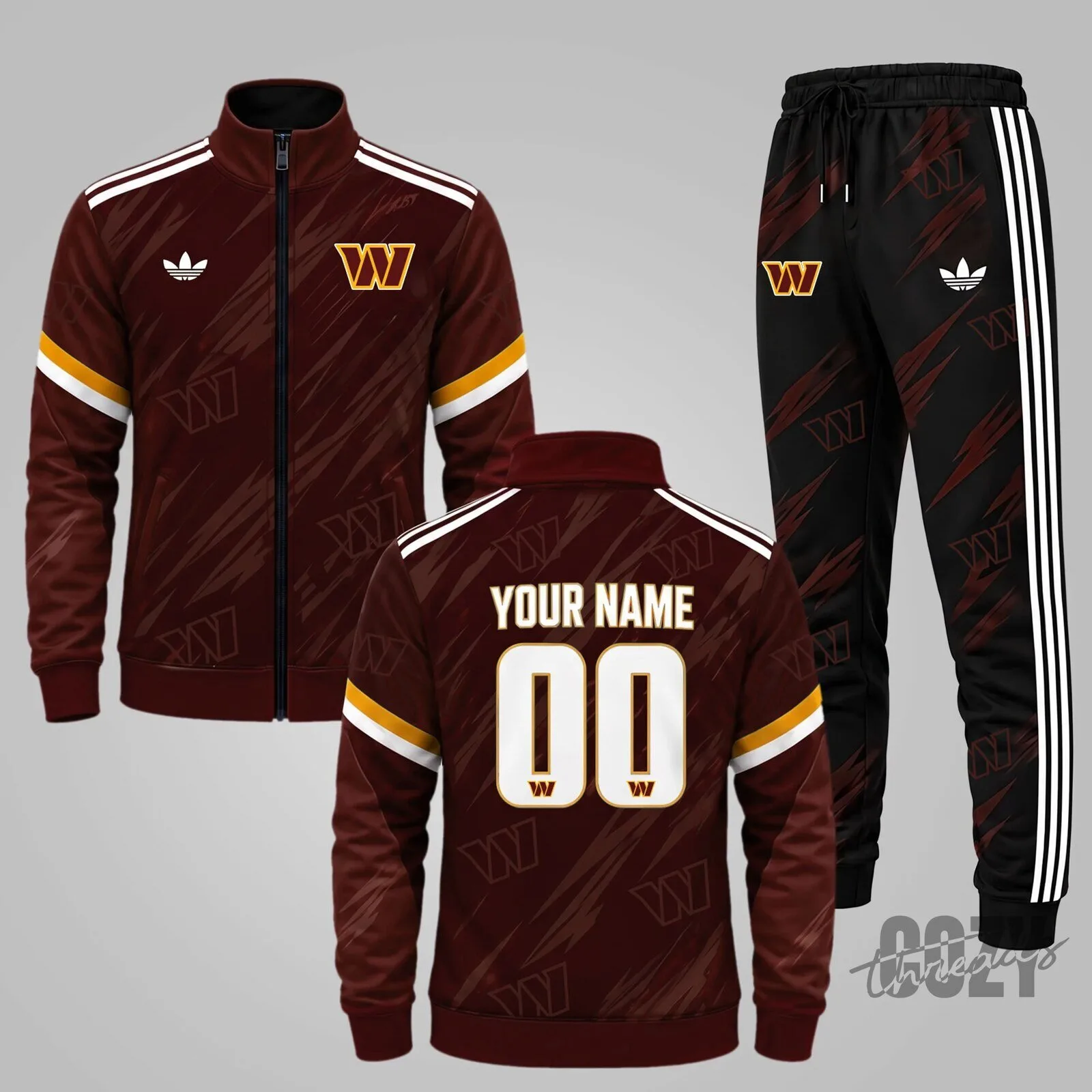 Washington Commanders Personalized Tracksuit Jacket and Jogger Pants Set