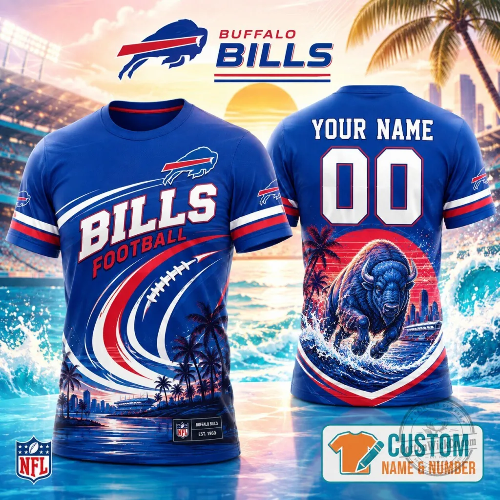 Buffalo Bills Football Team Personalized Custom Name Number T-Shirt
