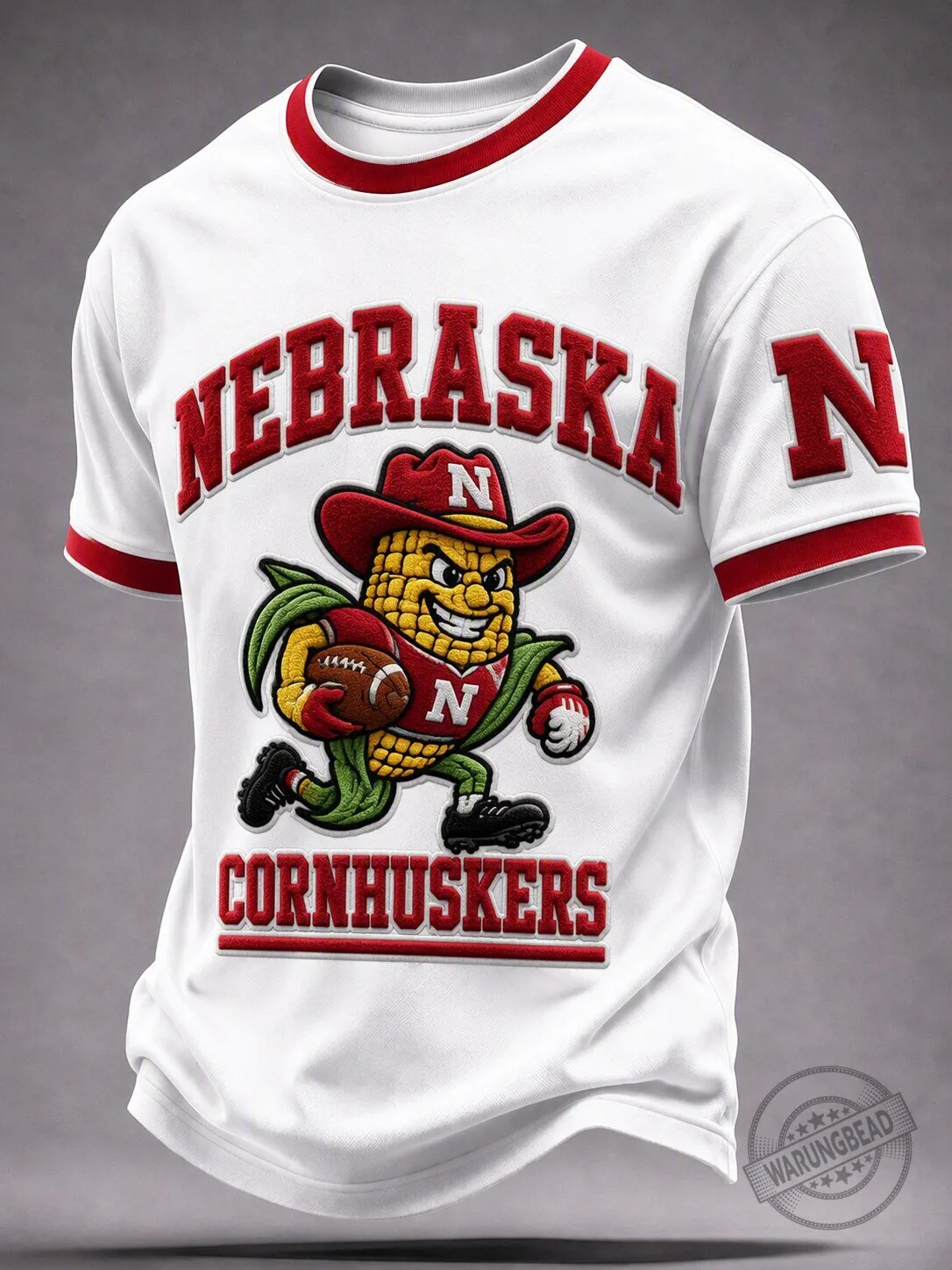 Nebraska Cornhuskers Mascot Football Graphic T-Shirt 1 Nebraska Cornhuskers Mascot Football Graphic T-Shirt