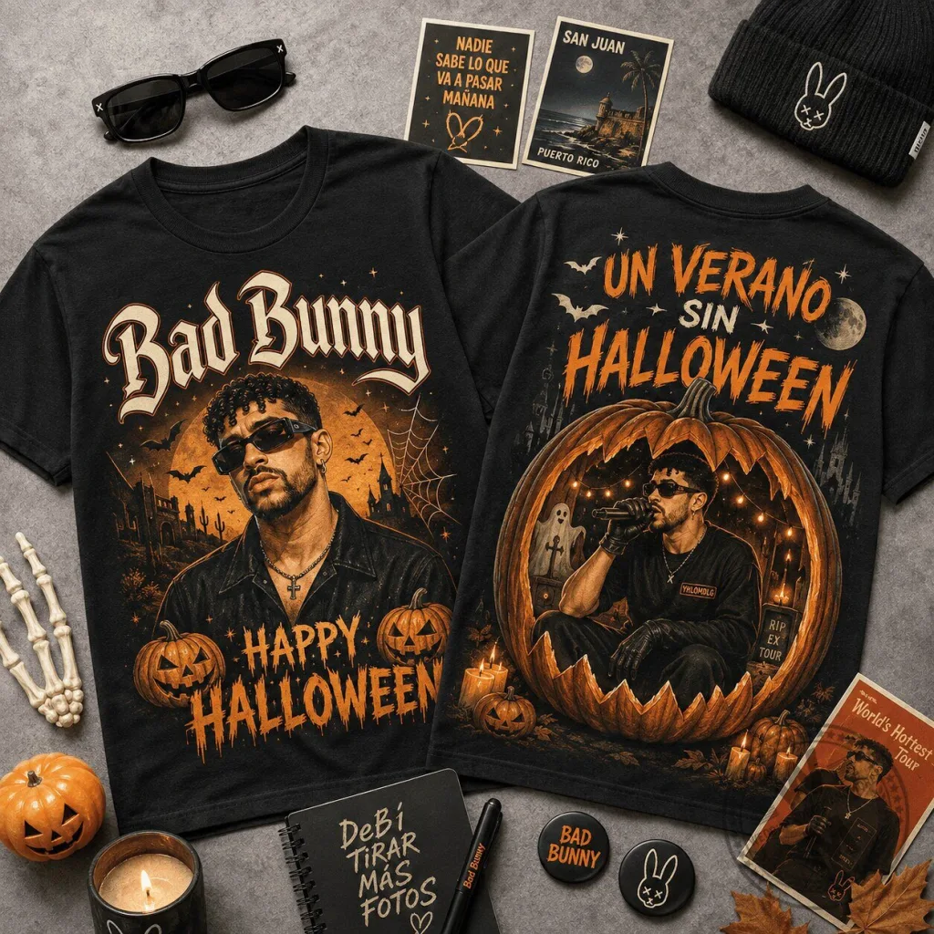 Bad Bunny Halloween Fan Shirt Un Verano Sin Halloween Spooky Music T-Shirt 25 Bad Bunny Halloween Fan Shirt Un Verano Sin Halloween Spooky Music T-Shirt