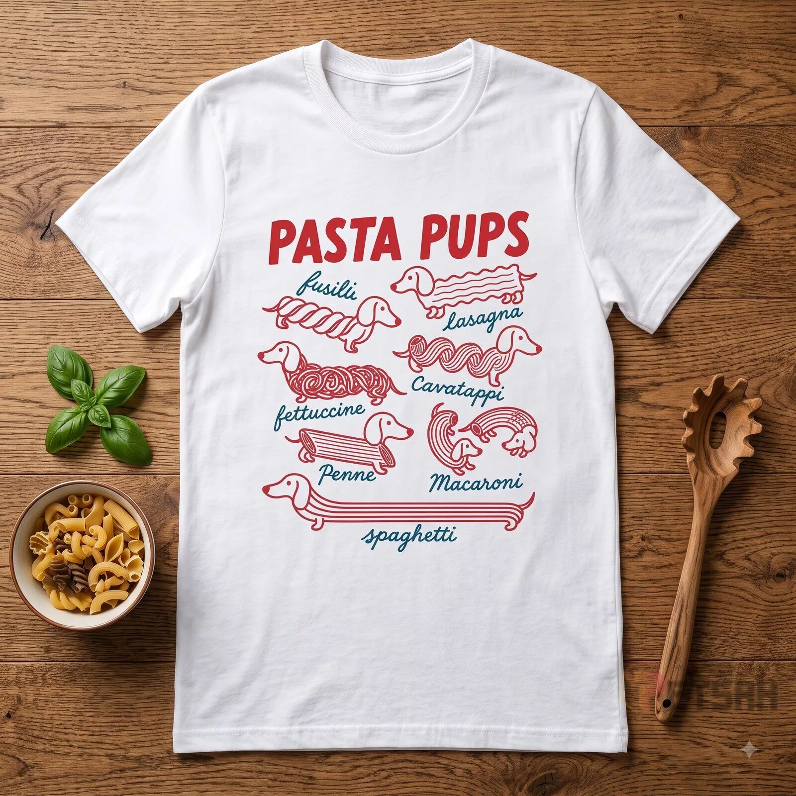 "Pasta Pups" T-shirt Custom Gift for Dachshund Lover