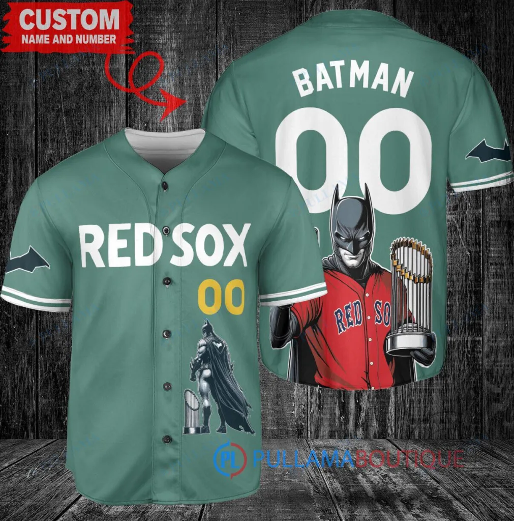 Batman Boston Red Sox World Series Trophy Baseball Jersey