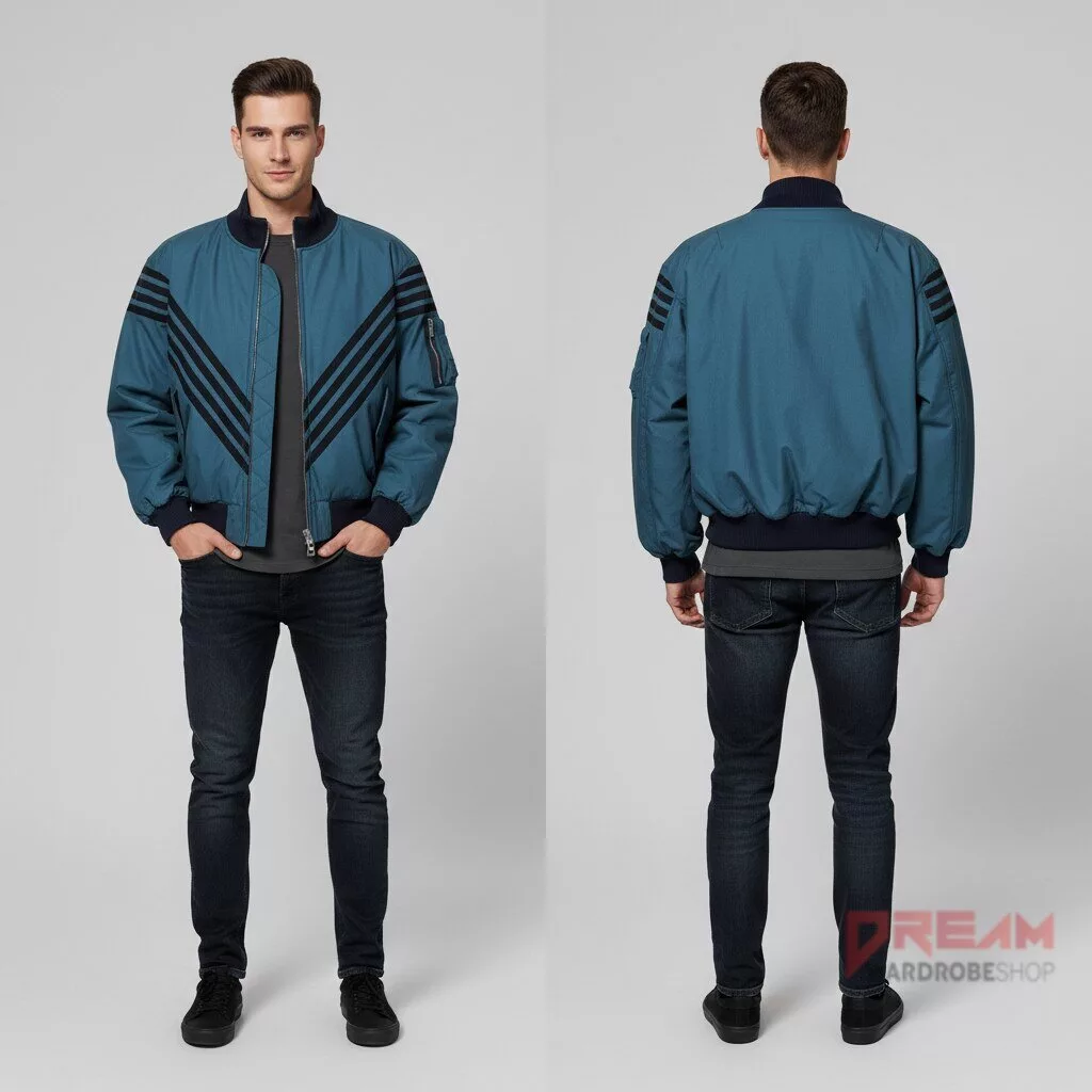 CORTIS Martin Edwards Garrix Style Blue Striped Bomber Jacket 2026 2 CORTIS Martin Edwards Garrix Style Blue Striped Bomber Jacket 2026