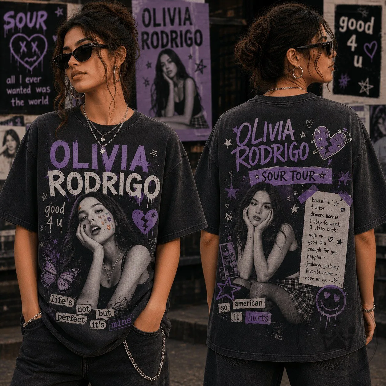 Olivia Rodrigo Sour Tour Graphic T-Shirt for Women, Good 4 U Concert Apparel