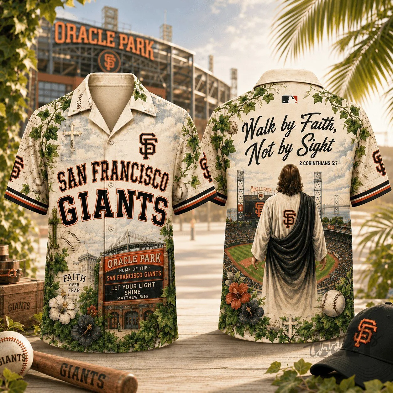 San Francisco Giants Baseball Hawaiian Shirt Walk by Faith Not by Sight