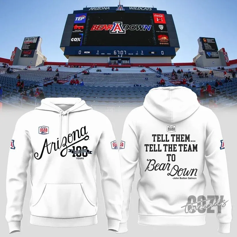 Arizona Wildcats 100 Years Bear Down University of Arizona Hoodie