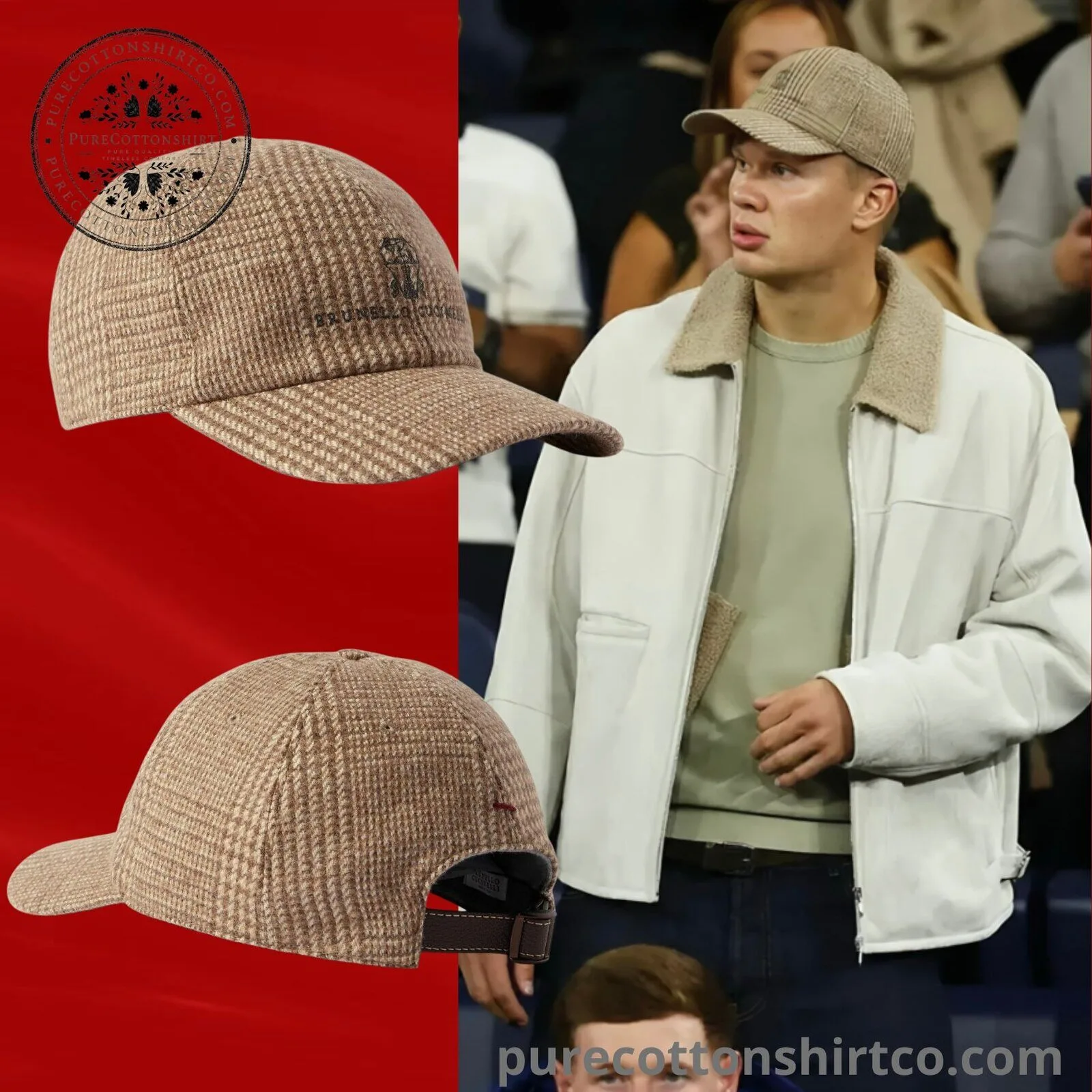 Erling Haaland Brunello Cucinelli - Checked Wool-Blend Cap