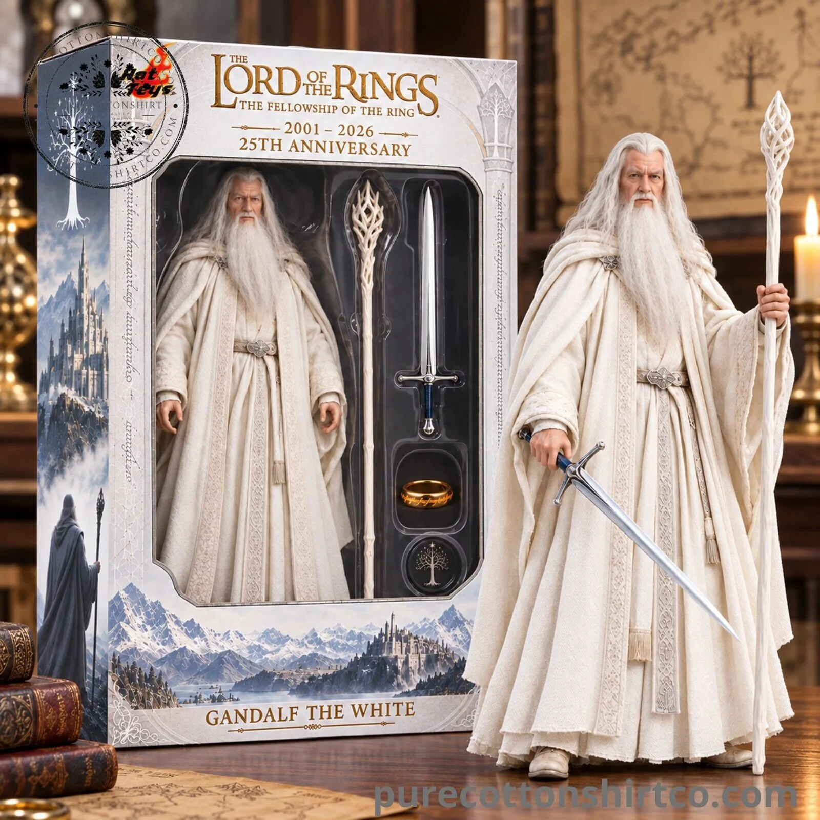 Lord of the Rings Gandalf The White Figure - 25th Anniversary Collectible Action Statue