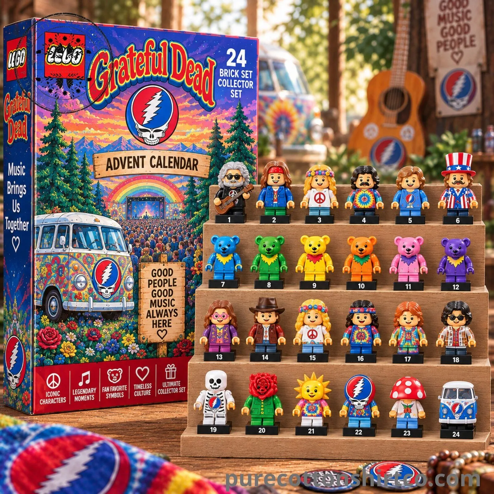 Grateful Dead Christmas People Mini Lego Advent Calendar - 24 Brick Minifigures Set Collector Box