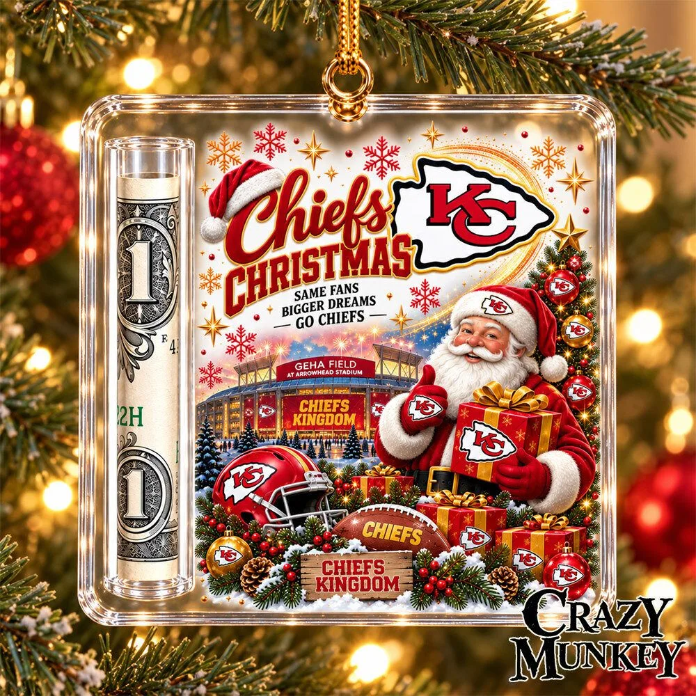 Kansas City Chiefs Christmas Concept Fan Ornament Money Holder | Home Decor