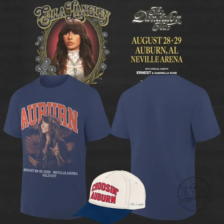 Ella Langley Concert T-Shirt for The Dandelion Tour 2026 at Neville Arena - Auburn Tigers