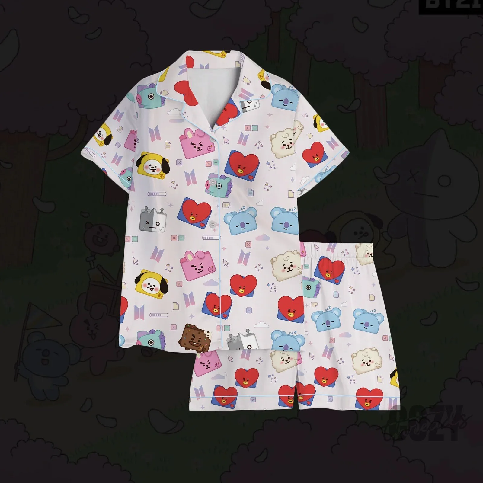 BT21 Character Pattern Cute Cartoon Pajama Set