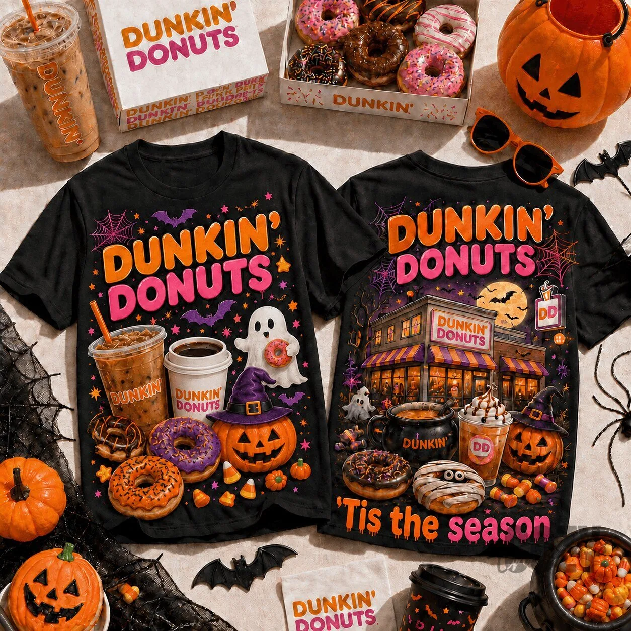 Dunkin' Donuts Halloween Pumpkin Shirt, Spooky Coffee Run Fan T-Shirt
