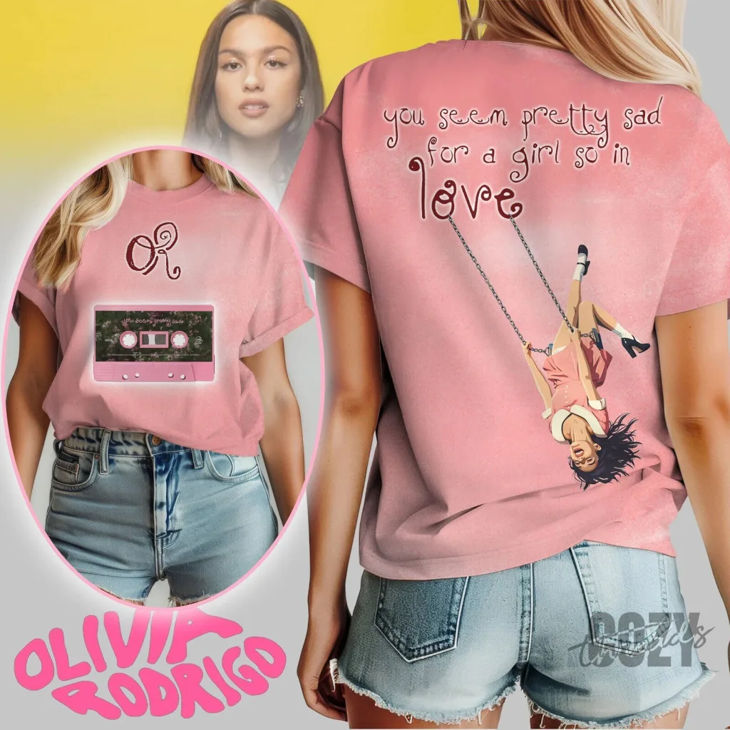 Olivia Rodrigo Shirt Pink Cassette and Swing Graphic T-Shirt Olivia Rodrigo Shirt Pink Cassette and Swing Graphic T-Shirt
