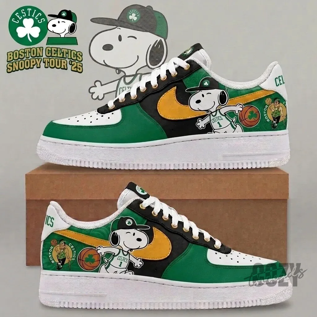 Boston Celtics Snoopy Tour 25 Basketball Fan Low Top Sneakers Shoes