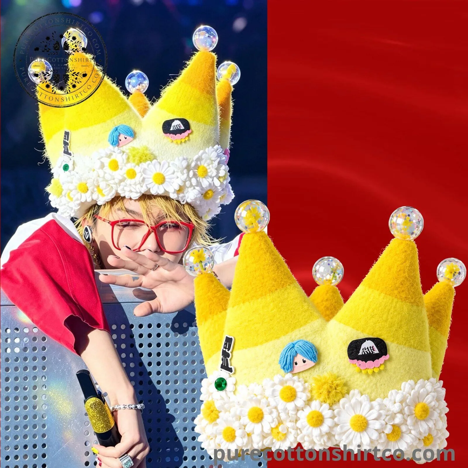 G-Dragon Yellow Daisy Crown Hat – Whimsical Handmade Floral Party Crown