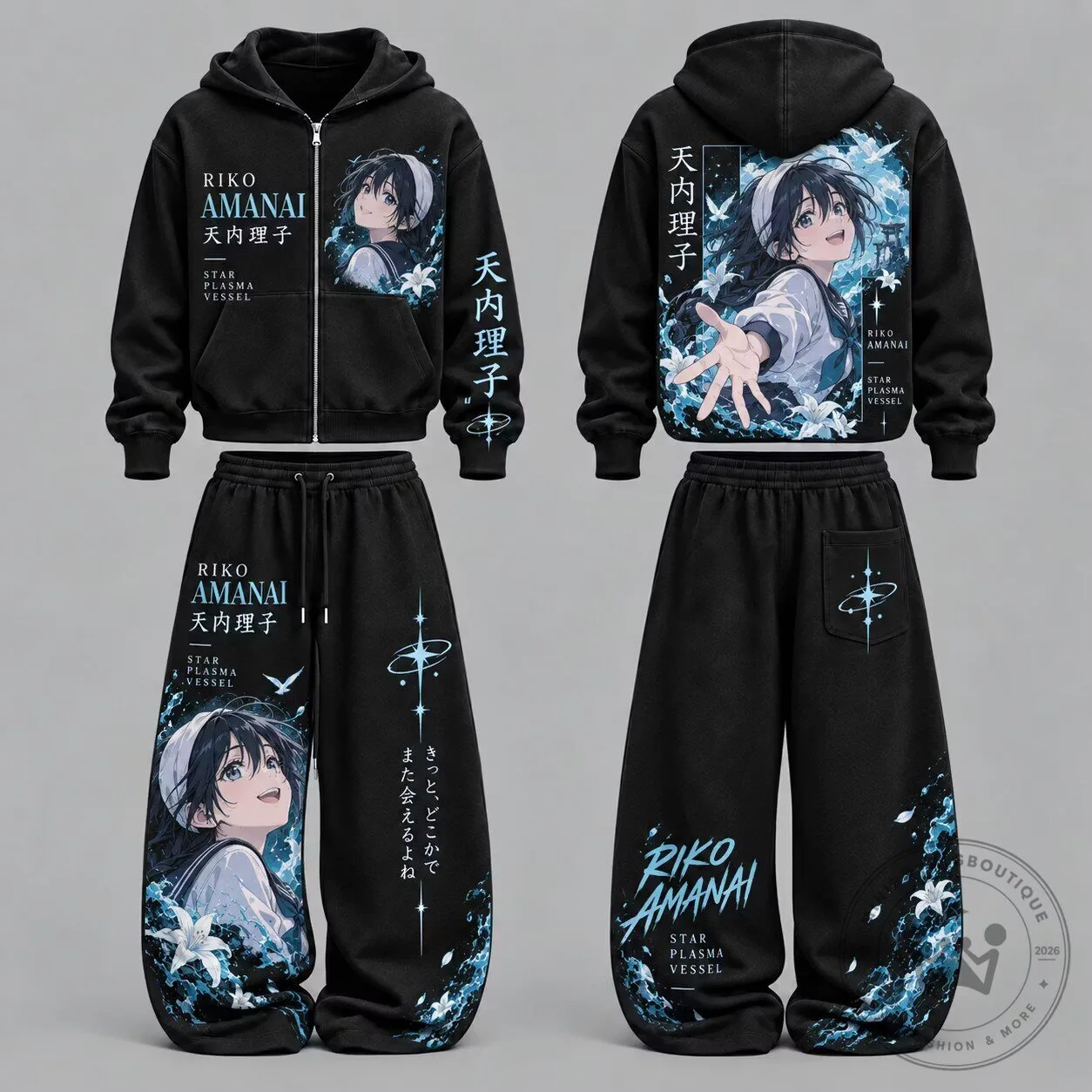 Jujutsu Kaisen Riko Amanai Star Plasma Vessel Anime Zip-Up Hoodie and Pants Set