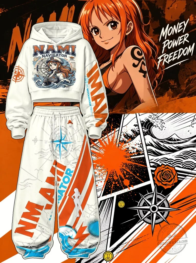 One Piece Nami Navigator Money Power Freedom Anime Hoodie and Pants Set 1 One Piece Nami Navigator Money Power Freedom Anime Hoodie and Pants Set