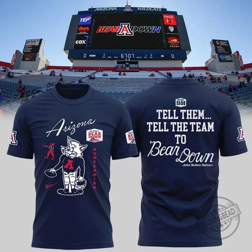 Arizona Wildcats 100 Years Bear Down Homecoming Football T-Shirt