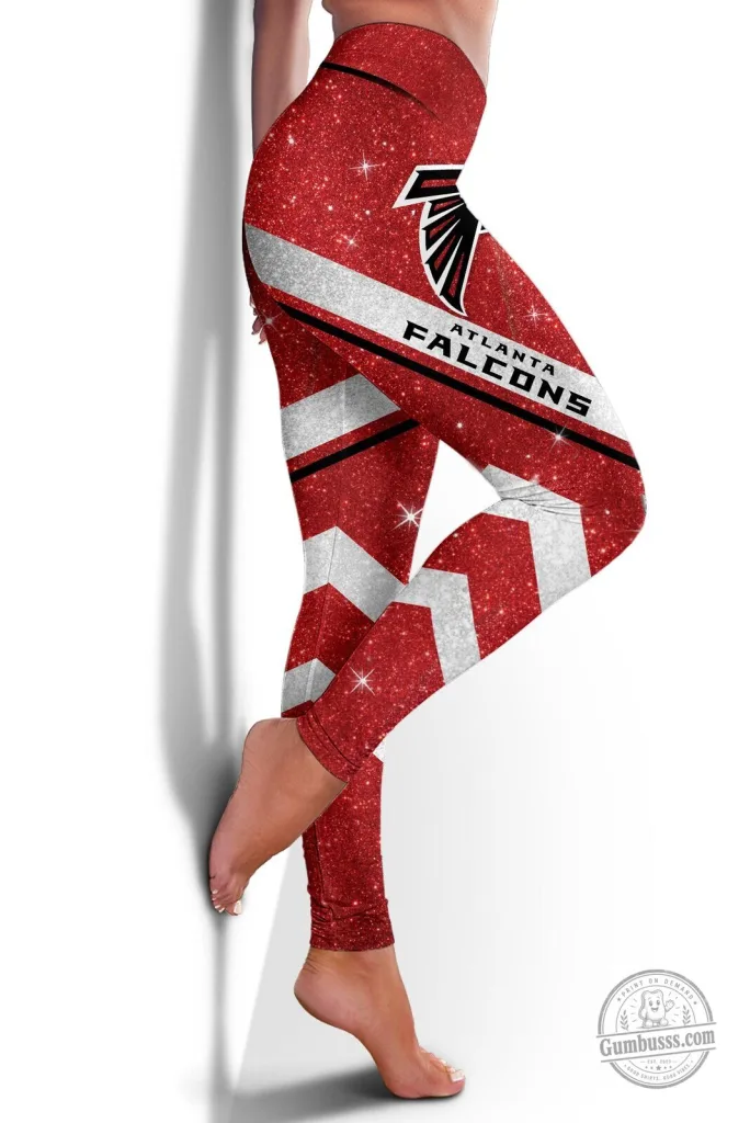 Atlanta Falcons Glitter Print Red and White Striped Leggings for Women 33 Atlanta Falcons Glitter Print Red and White Striped Leggings for Women