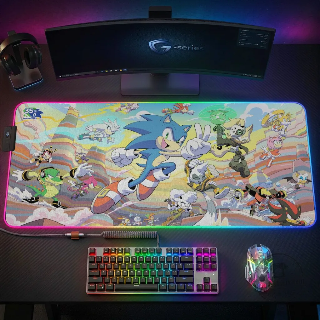 LED Lighting Gaming Desk Mat for Sonic The Hedgehog 35th Anniversary 51 LED Lighting Gaming Desk Mat for Sonic The Hedgehog 35th Anniversary
