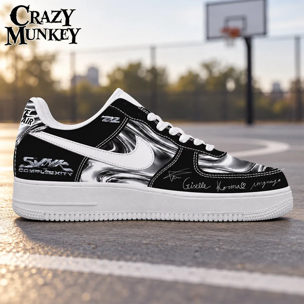 aespa SYNK COMPLAEXITY Black White Concept Fan Low Top Sneakers | Footwear