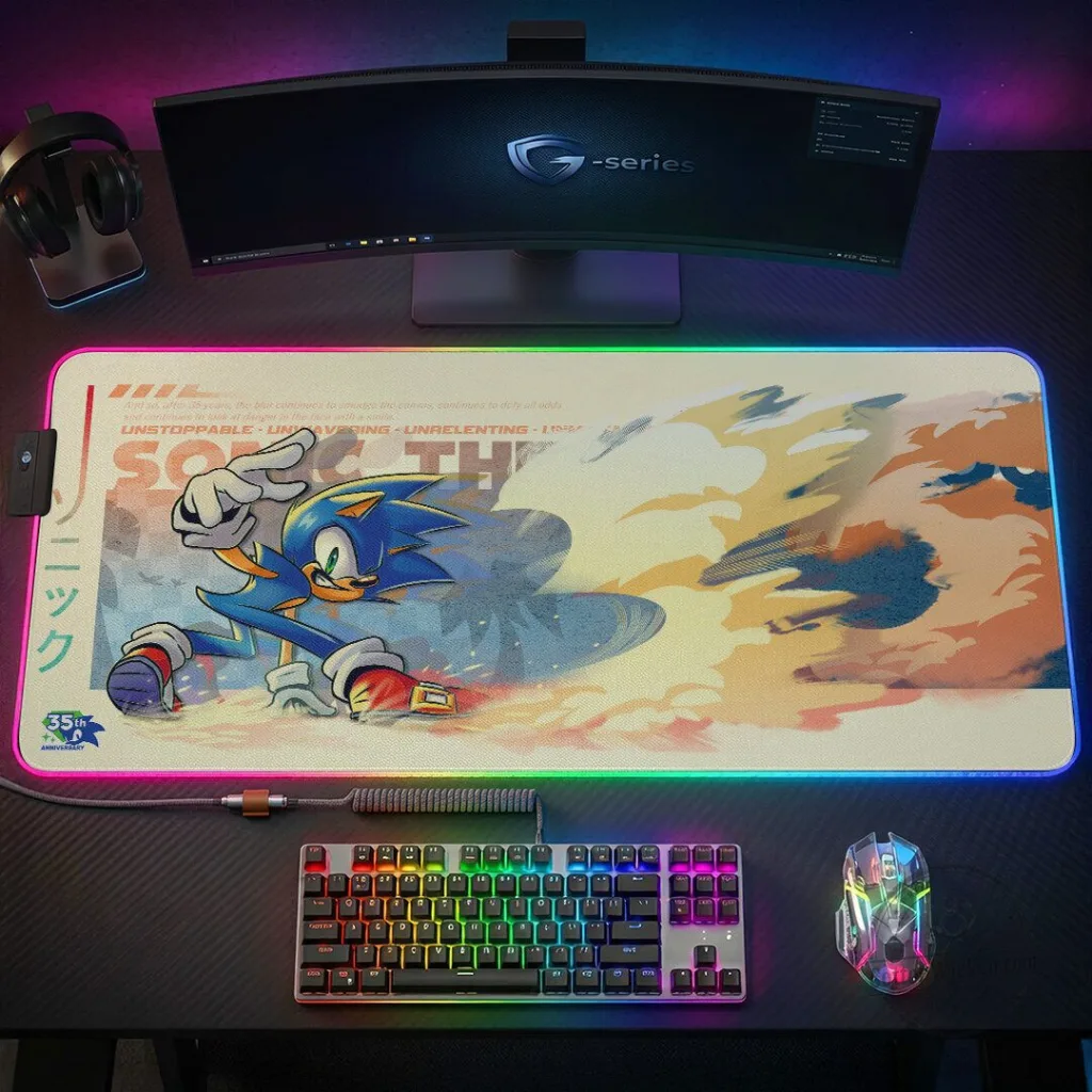 LED-Illuminated Gaming Desk Mat for Sonic The Hedgehog 35th Anniversary