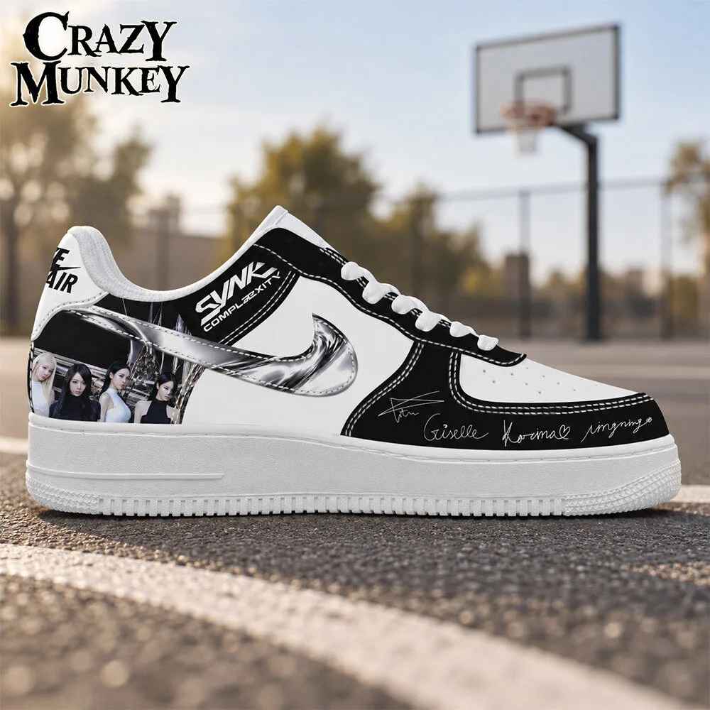 aespa SYNK COMPLAEXITY White Black Concept Fan Low Top Sneakers | Footwear