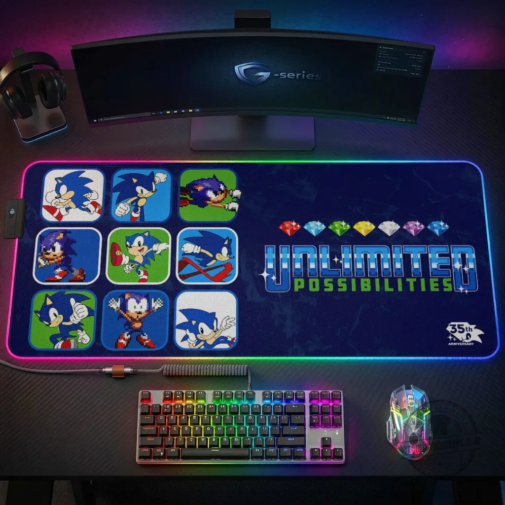 Sonic The Hedgehog 35th Anniversary Gaming Desk Mat, Unlimited Possibilities