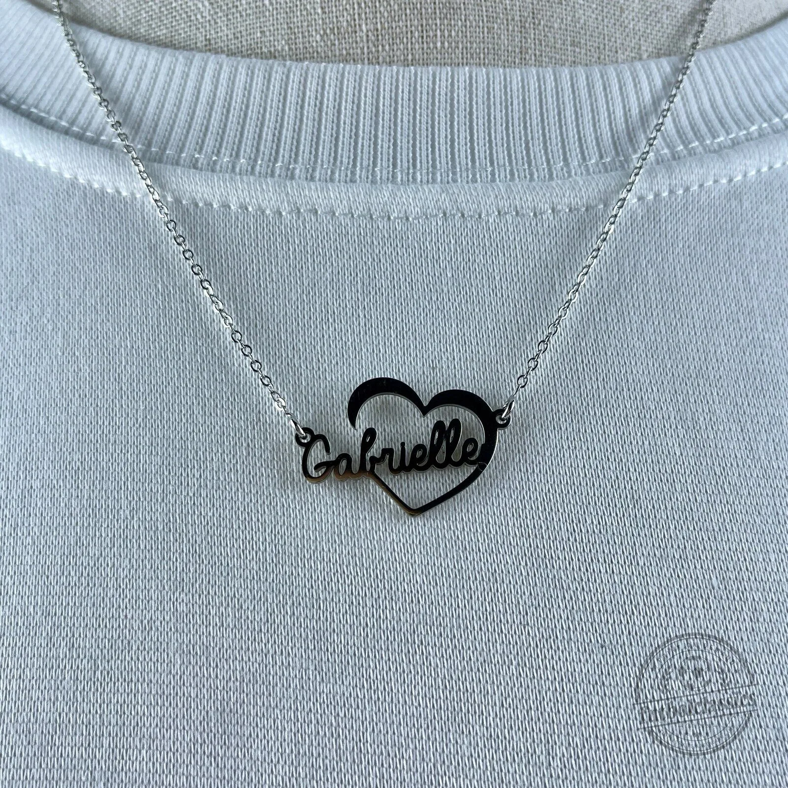Personalized Heart Name Necklace, Custom Engraved Charm Pendant Jewelry Gift