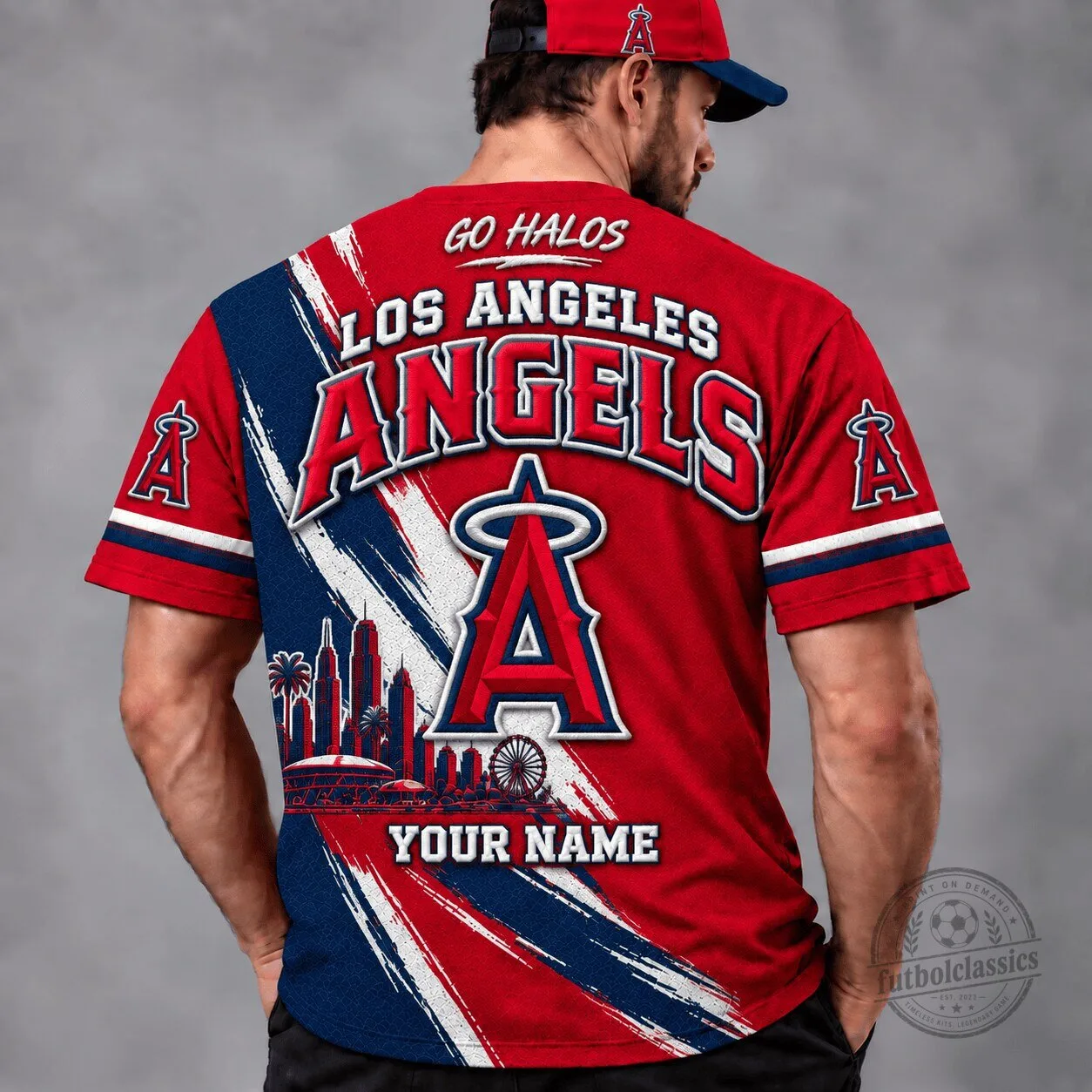 Los Angeles Angels Baseball Team Personalized Red White Blue T-Shirt