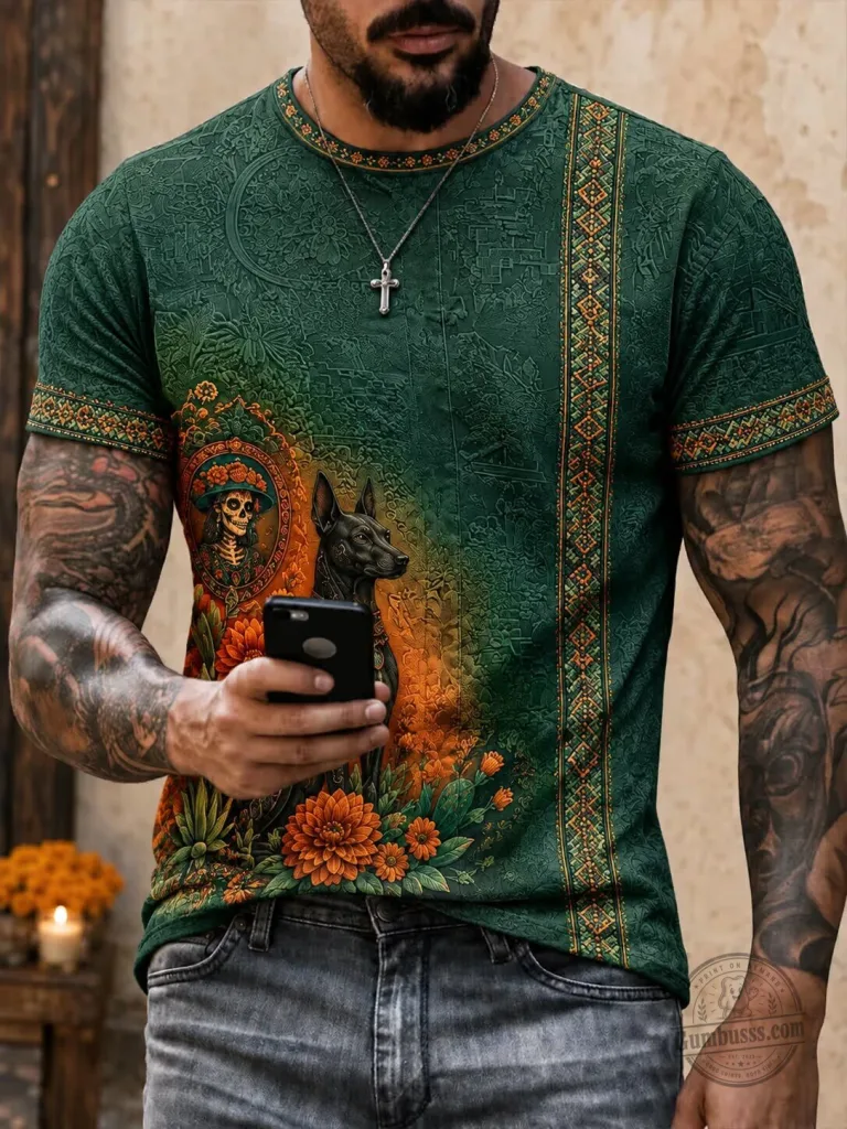 Day of the Dead Xoloitzcuintli Dog and Sugar Skull Art T-Shirt 30 Day of the Dead Xoloitzcuintli Dog and Sugar Skull Art T-Shirt