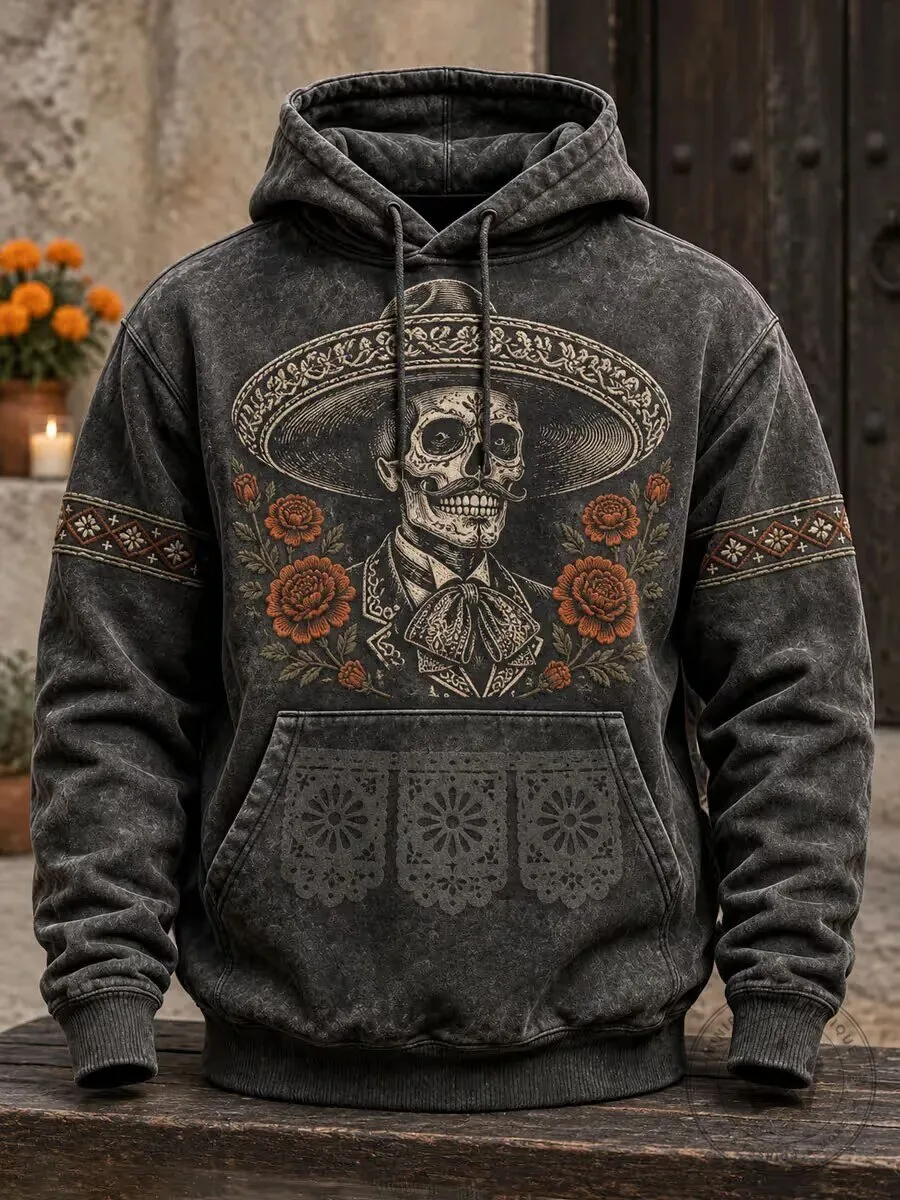 Day of the Dead Mariachi Skeleton Sugar Skull Hoodie