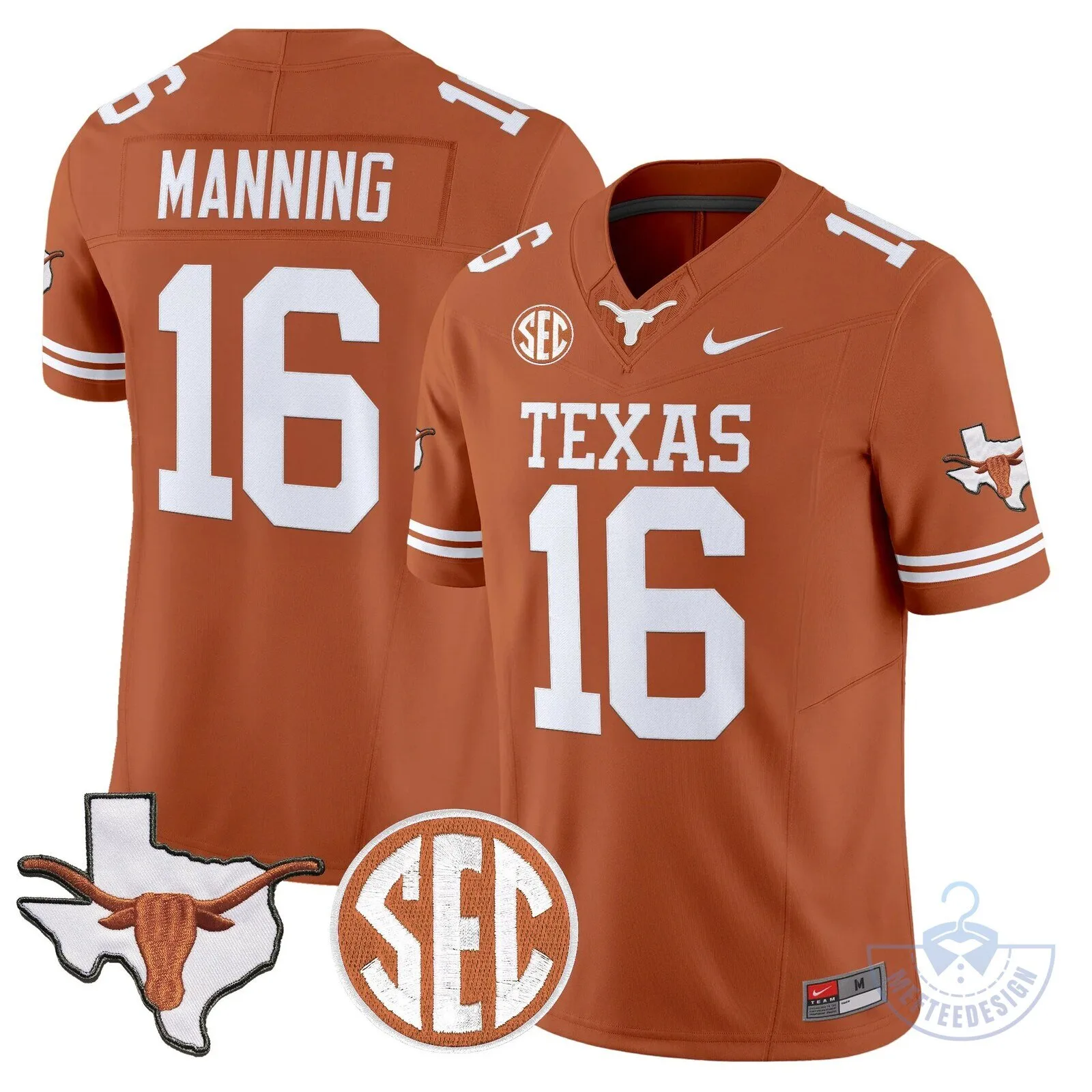 Texas State Longhorns Football Jersey Manning 16 SEC Patch