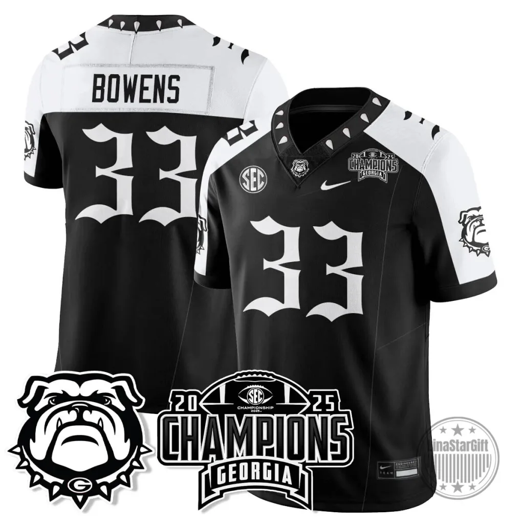 SEC Football Georgia Bulldogs 2025 National Champions Black Football Jersey SEC Football Georgia Bulldogs 2025 National Champions Black Football Jersey