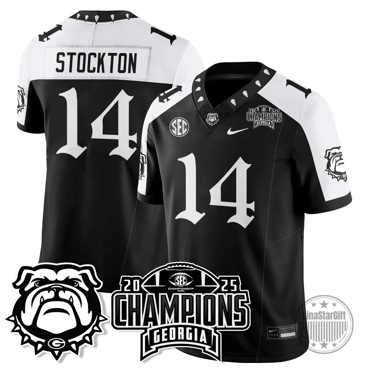 SEC Football Georgia Bulldogs 2025 National Champions Black Football Jersey 25 SEC Football Georgia Bulldogs 2025 National Champions Black Football Jersey