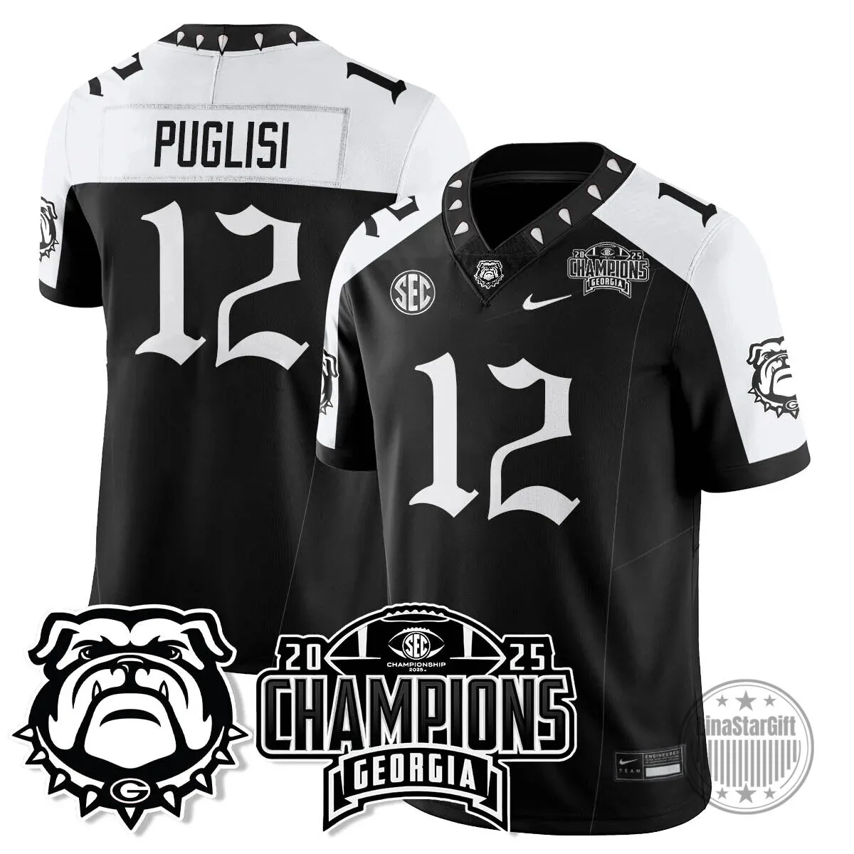 SEC Football Georgia Bulldogs 2025 National Champions Black Football Jersey 26 SEC Football Georgia Bulldogs 2025 National Champions Black Football Jersey