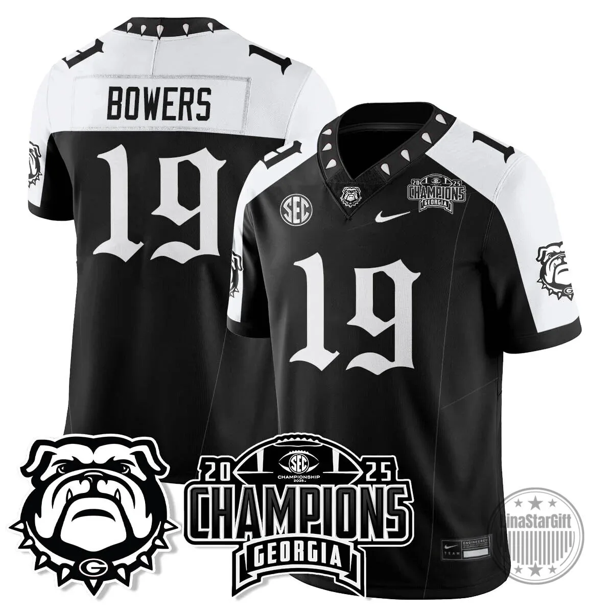 SEC Football Georgia Bulldogs 2025 National Champions Black Football Jersey 29 SEC Football Georgia Bulldogs 2025 National Champions Black Football Jersey