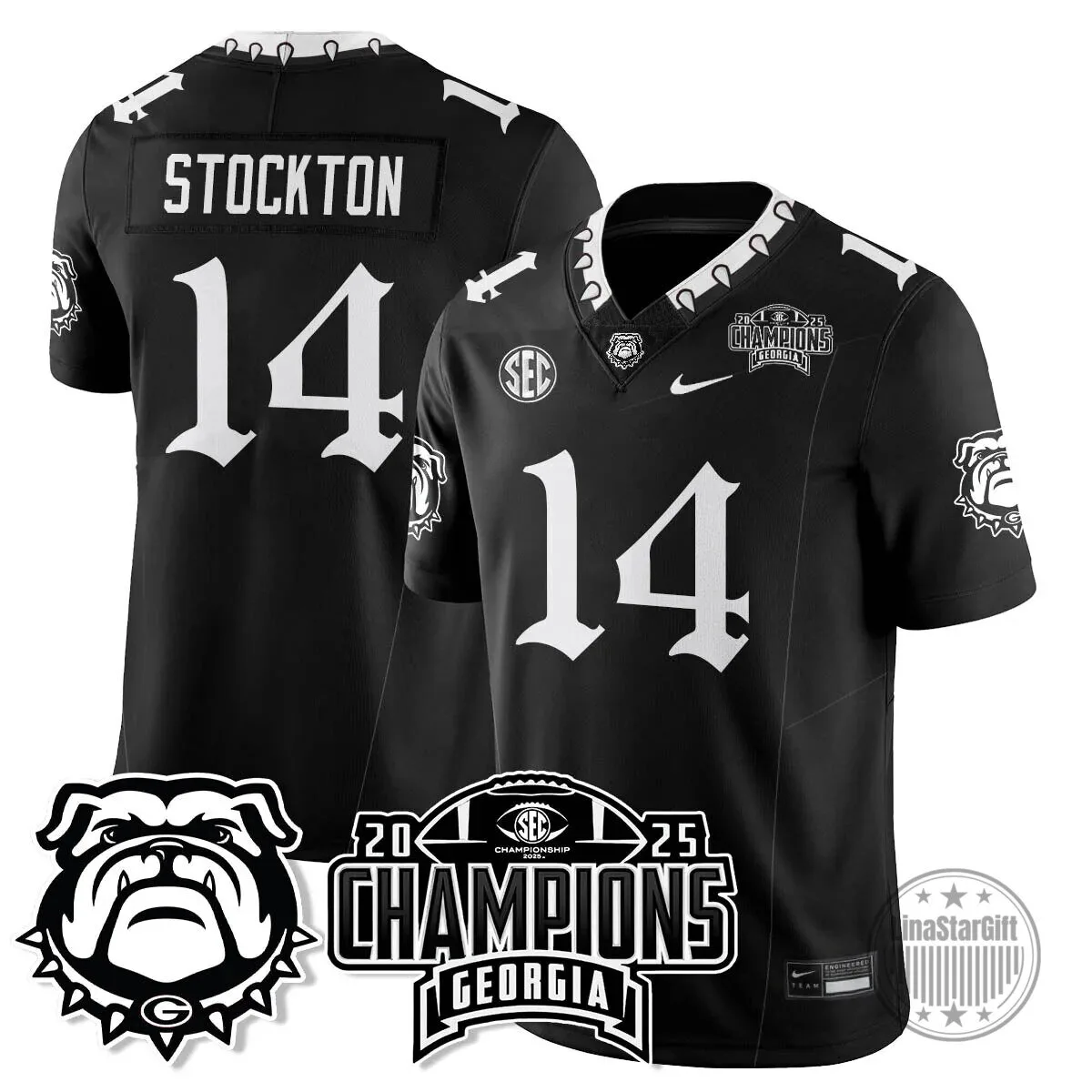 SEC Football Georgia Bulldogs 2025 National Champions Black Football Jersey 31 SEC Football Georgia Bulldogs 2025 National Champions Black Football Jersey