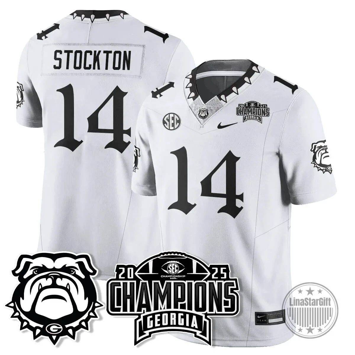 SEC Football Georgia Bulldogs 2025 National Champions Black Football Jersey 38 SEC Football Georgia Bulldogs 2025 National Champions Black Football Jersey